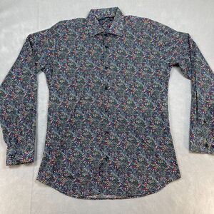 Jared Lang Men's 15 1/2 Colorful Abstract Pattern Button-Up Shirt Casual